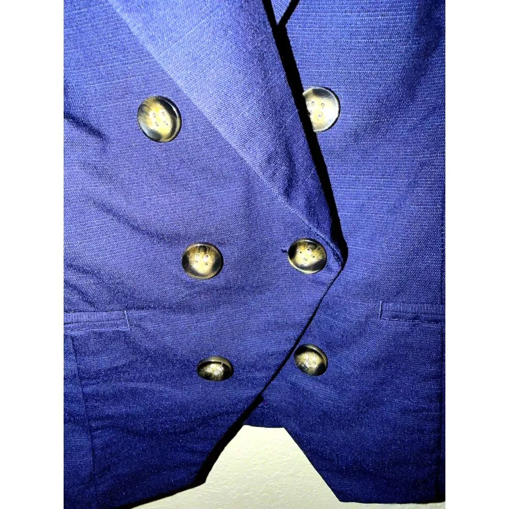 Y2K Charlotte Russe Royal Blue Double Breasted Blazer Ruched 3/4 Scrunch Sleeve